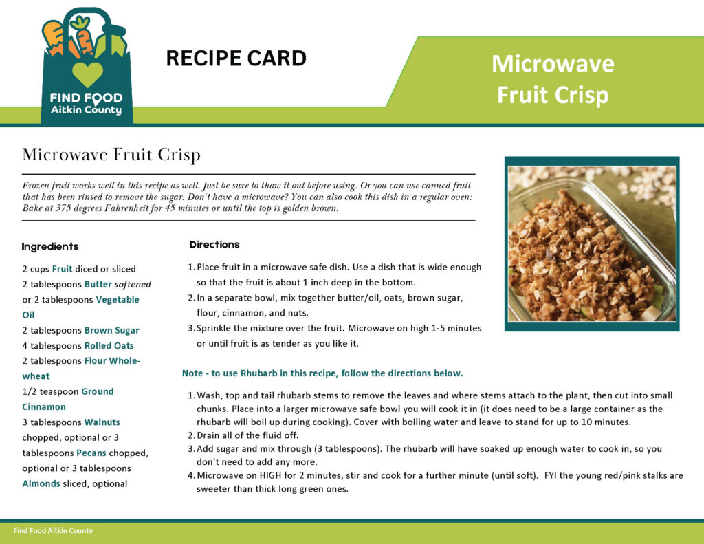 Microwave Fruit Crisp Recipe Card