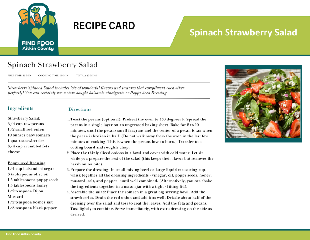 Spinach Strawberry Salad Recipe Card