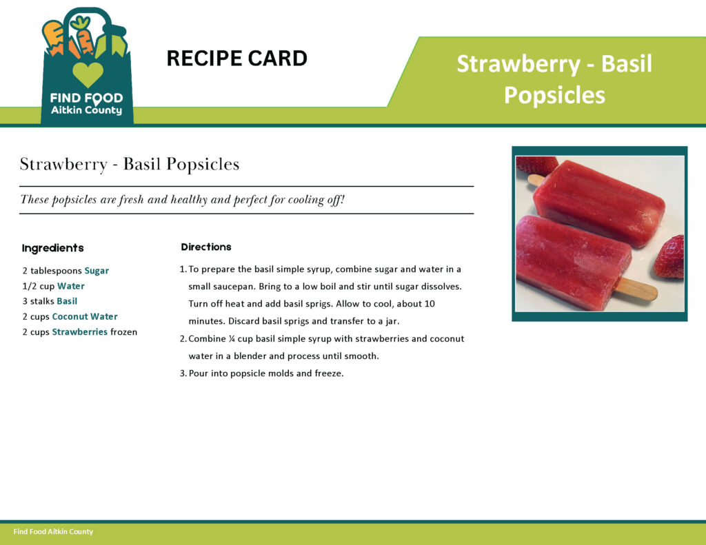 Strawberry Basil Popsicles Recipe Card