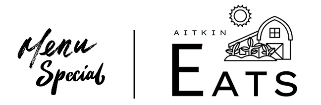 Graphic with the words Menu Special and the Aitkin Eats logo